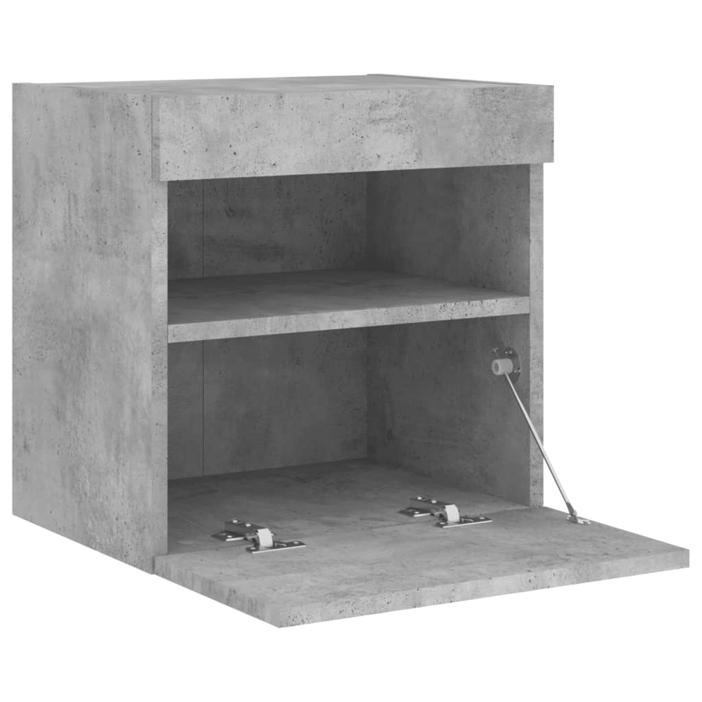 TV Wall Cabinet with LED Lights Concrete Grey 40x30x40 cm