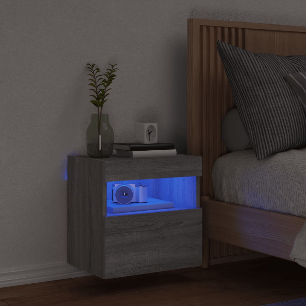 TV Wall Cabinet with LED Lights Grey Sonoma 40x30x40 cm