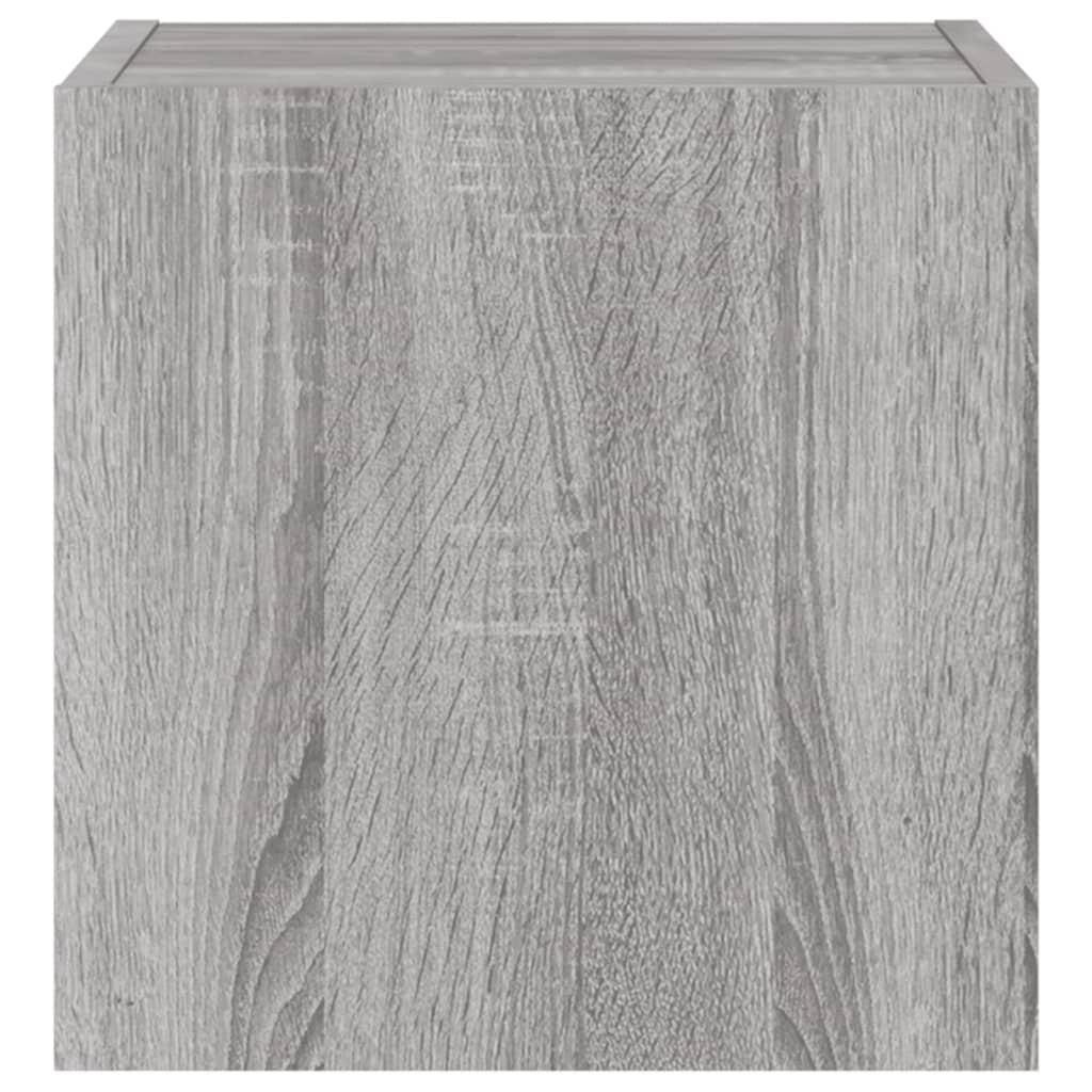 TV Wall Cabinet with LED Lights Grey Sonoma 30.5x35x30 cm