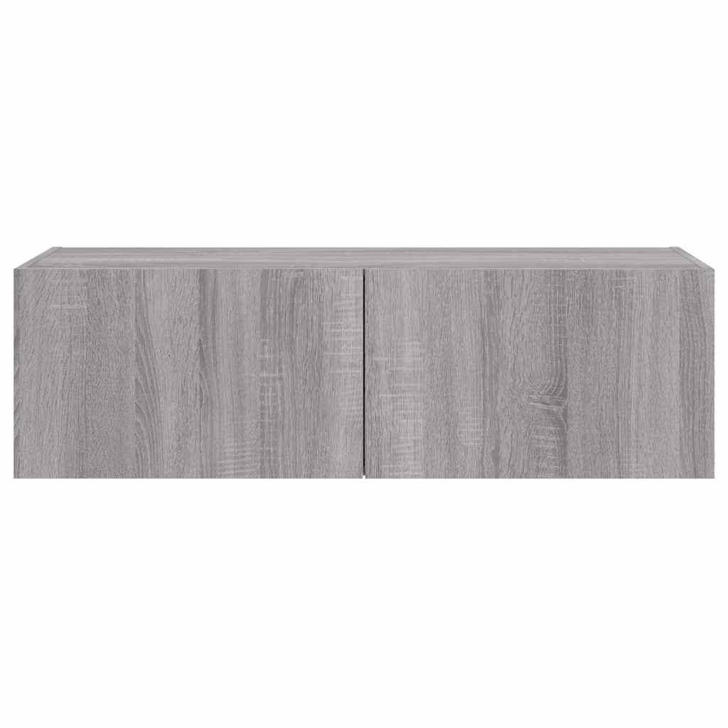TV Wall Cabinet with LED Lights Grey Sonoma 100x35x31 cm