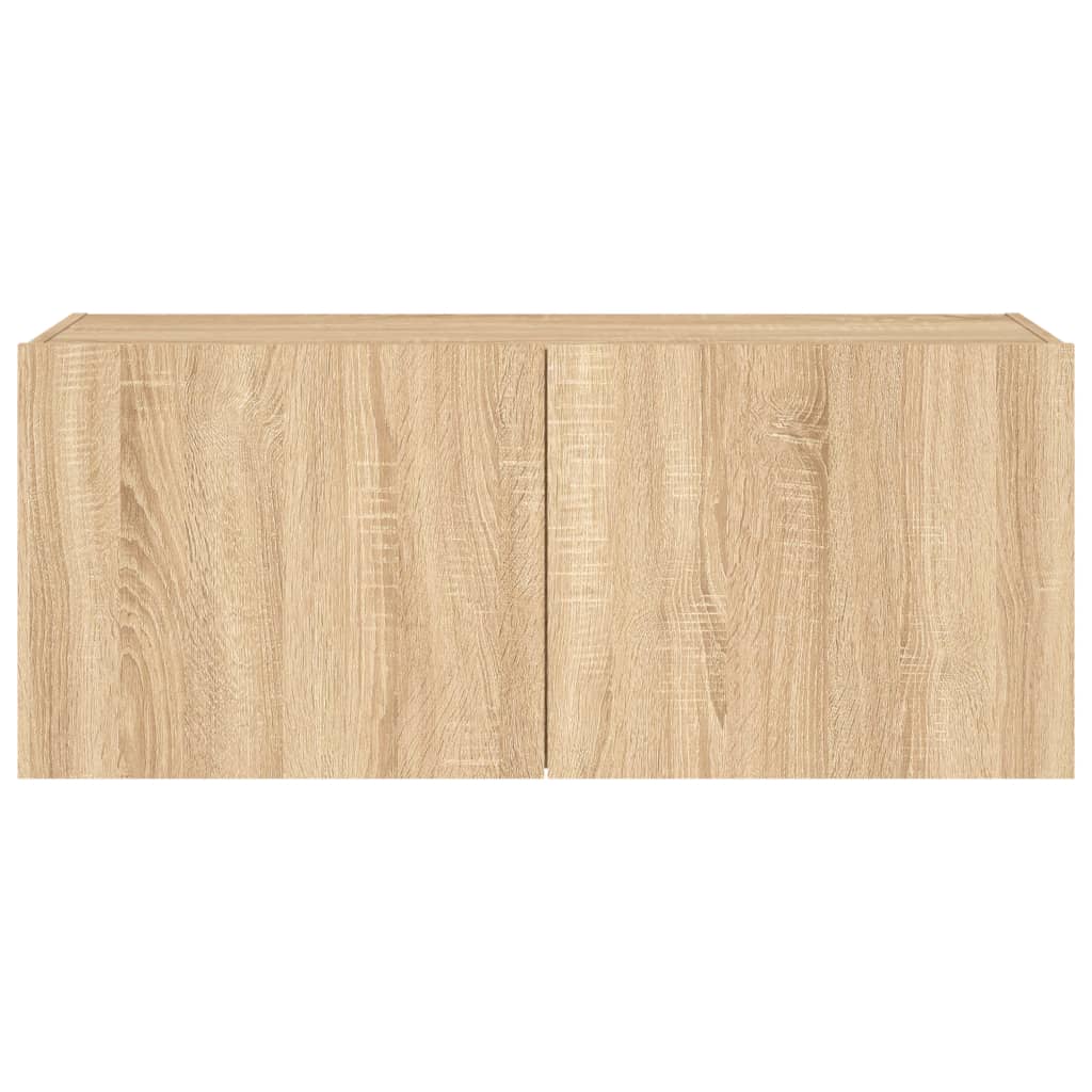 TV Wall Cabinet with LED Lights Sonoma Oak 100x35x41 cm