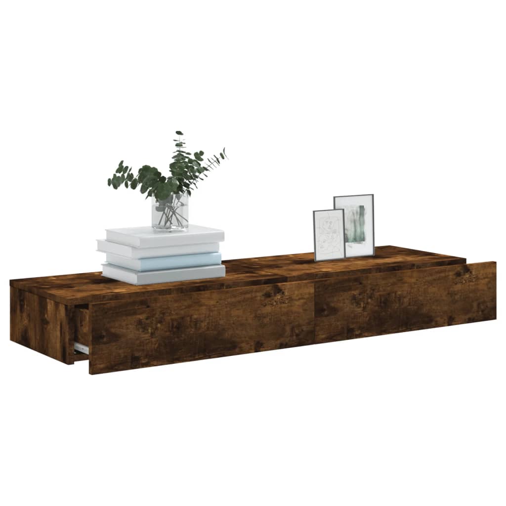 TV Cabinets with LED Lights 2 pcs Smoked Oak 60x35x15.5 cm