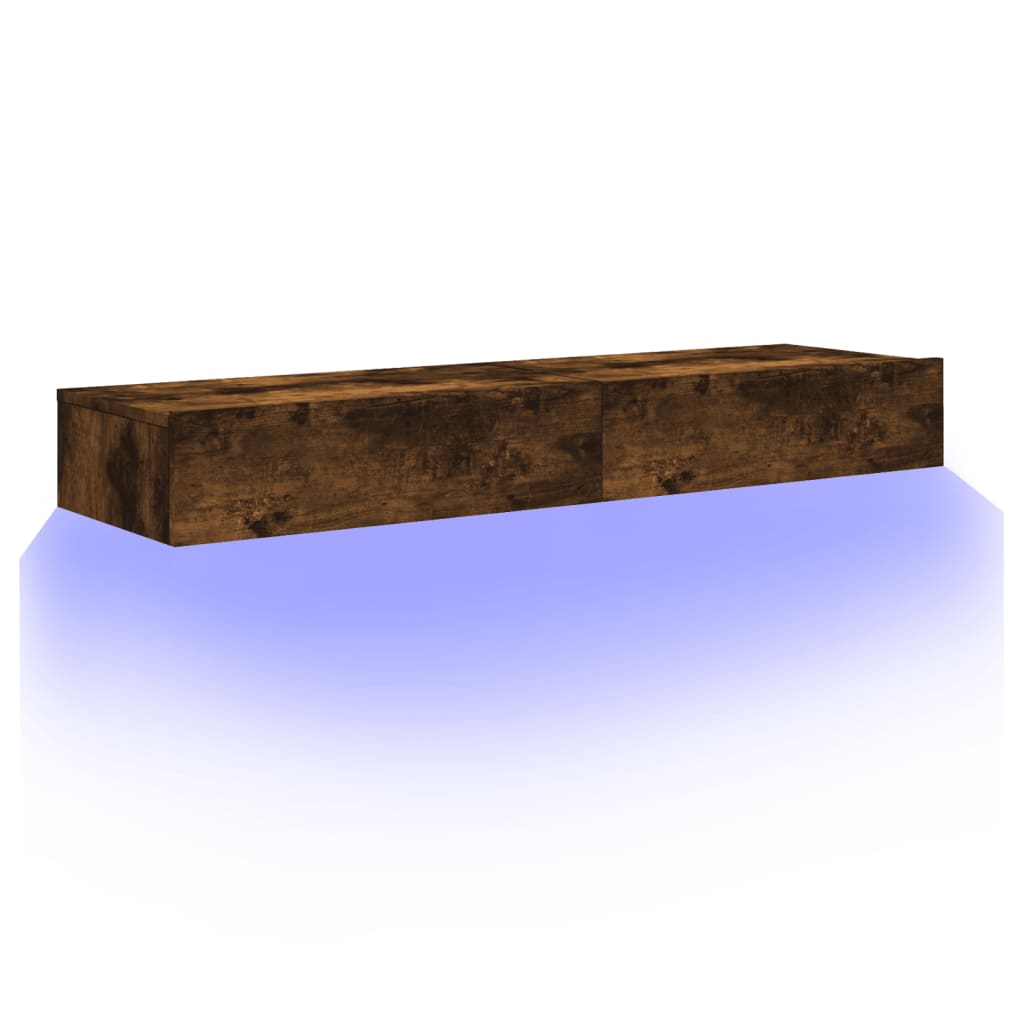 TV Cabinets with LED Lights 2 pcs Smoked Oak 60x35x15.5 cm
