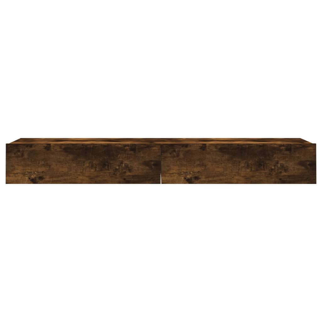 TV Cabinets with LED Lights 2 pcs Smoked Oak 60x35x15.5 cm