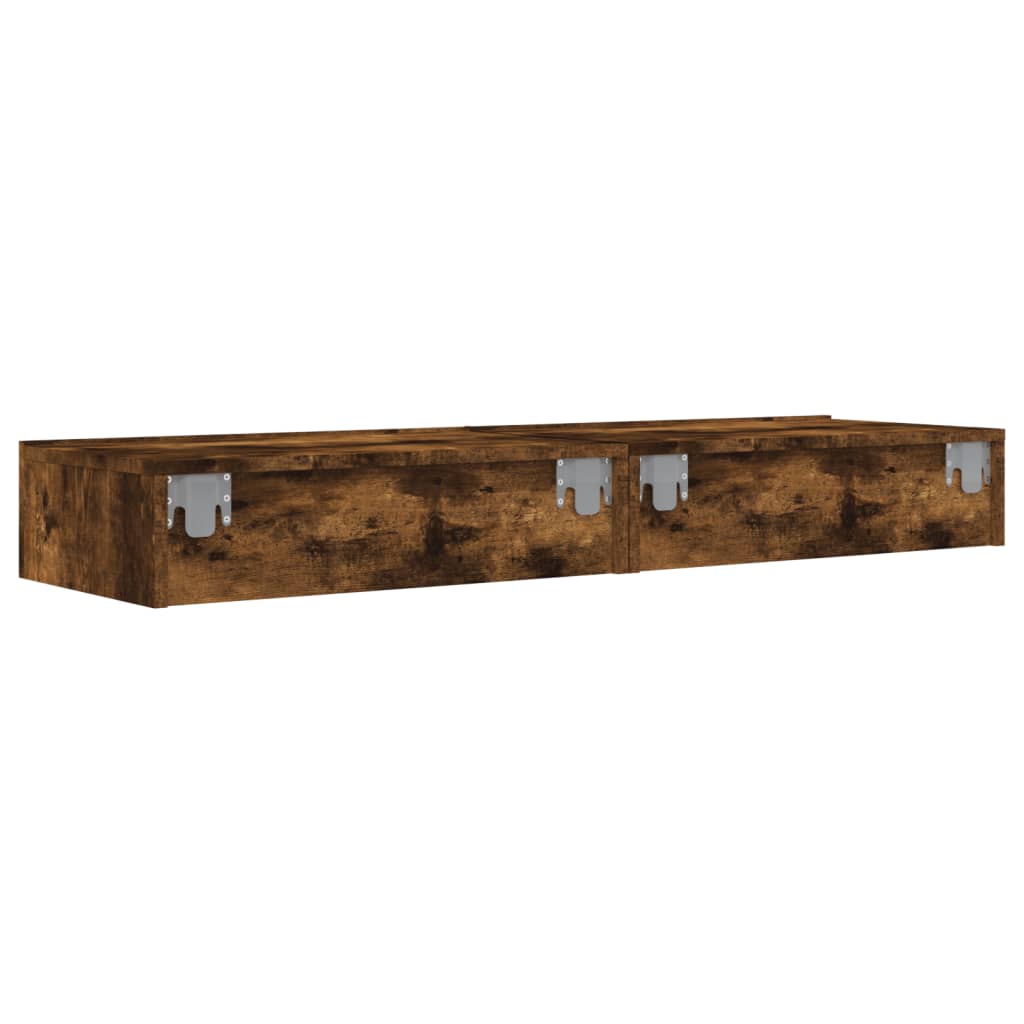 TV Cabinets with LED Lights 2 pcs Smoked Oak 60x35x15.5 cm