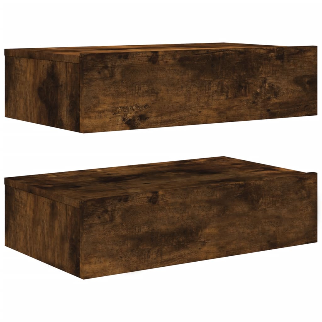 TV Cabinets with LED Lights 2 pcs Smoked Oak 60x35x15.5 cm
