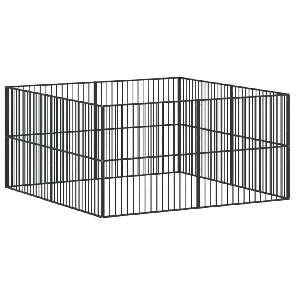 Dog Playpen 8 Panels Black Galvanised Steel