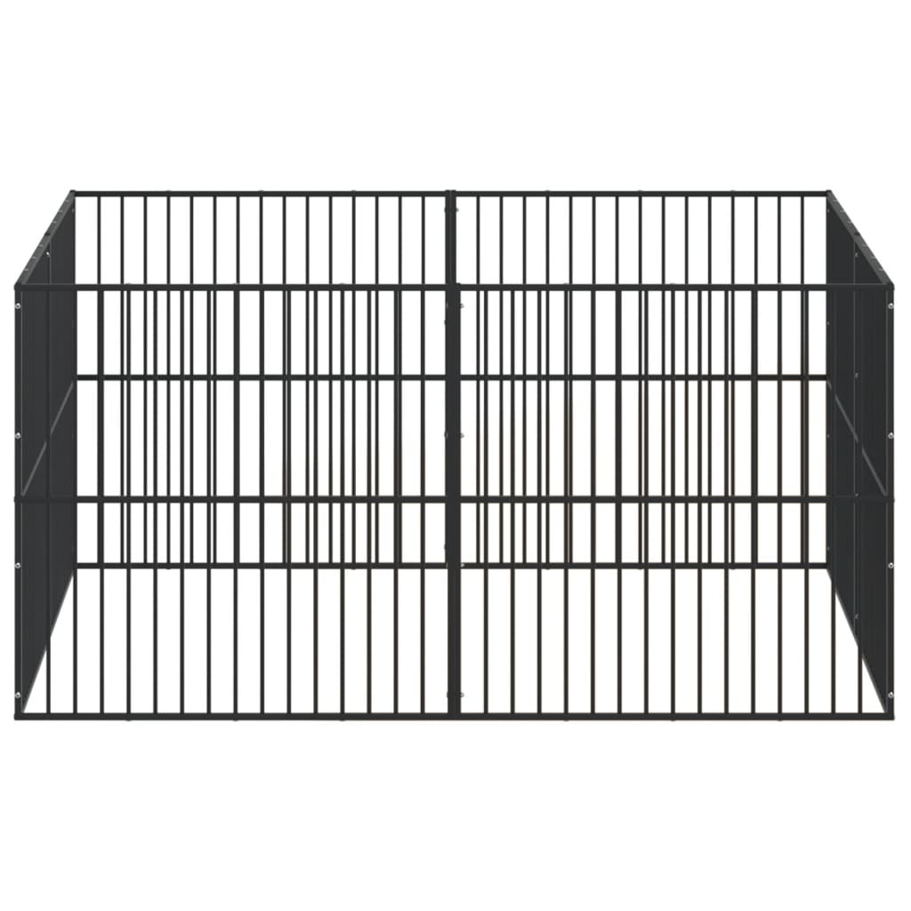 Dog Playpen 8 Panels Black Galvanised Steel