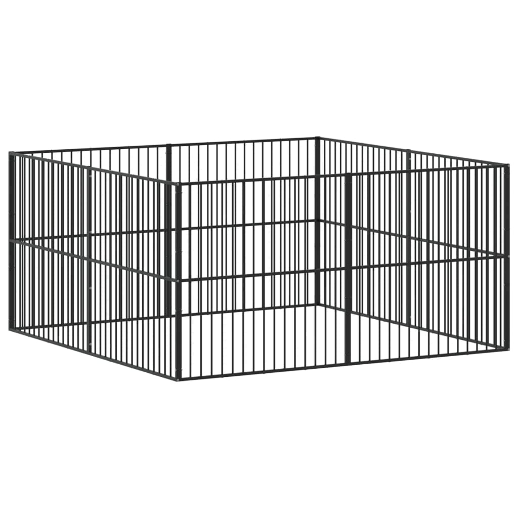 Dog Playpen 8 Panels Black Galvanised Steel