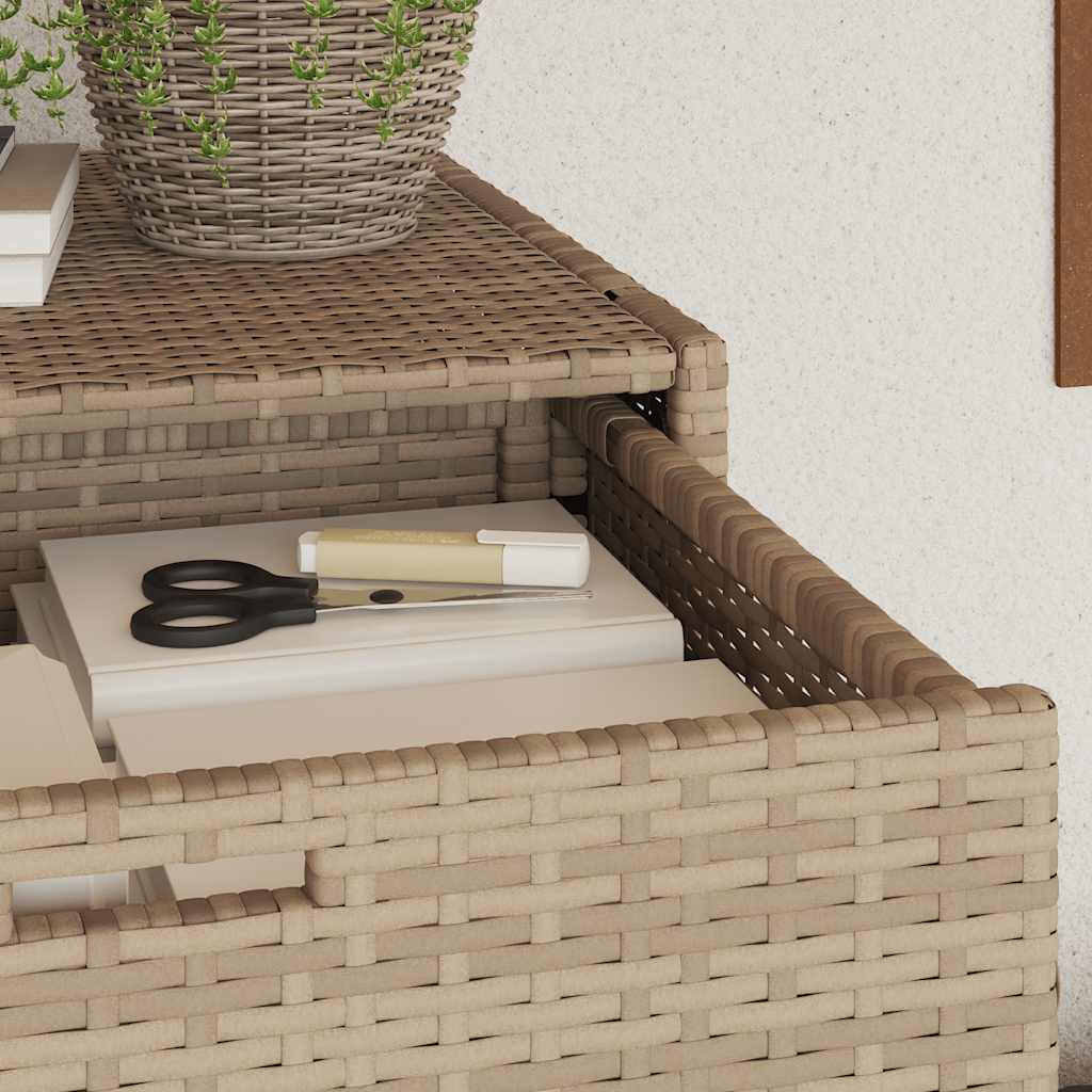 Garden Storage Cabinet Beige 105x55x113 cm Poly Rattan