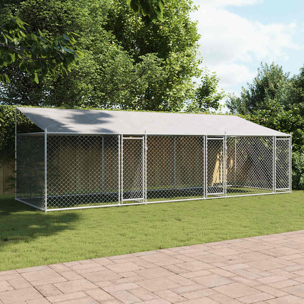 Dog Cage with Roof and Doors Grey 6x2x2 m Galvanised Steel
