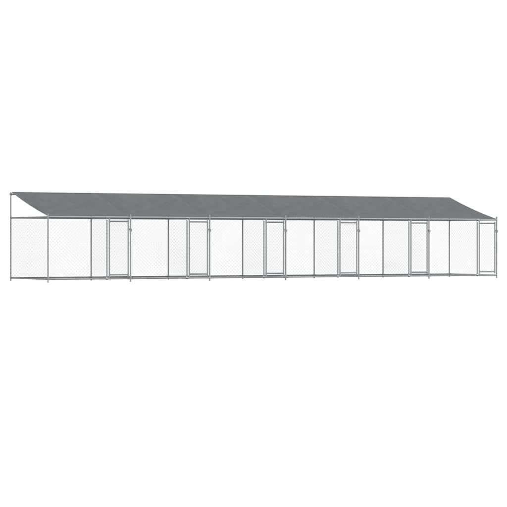 Dog Cage with Roof and Doors Grey 12x2x2 m Galvanised Steel