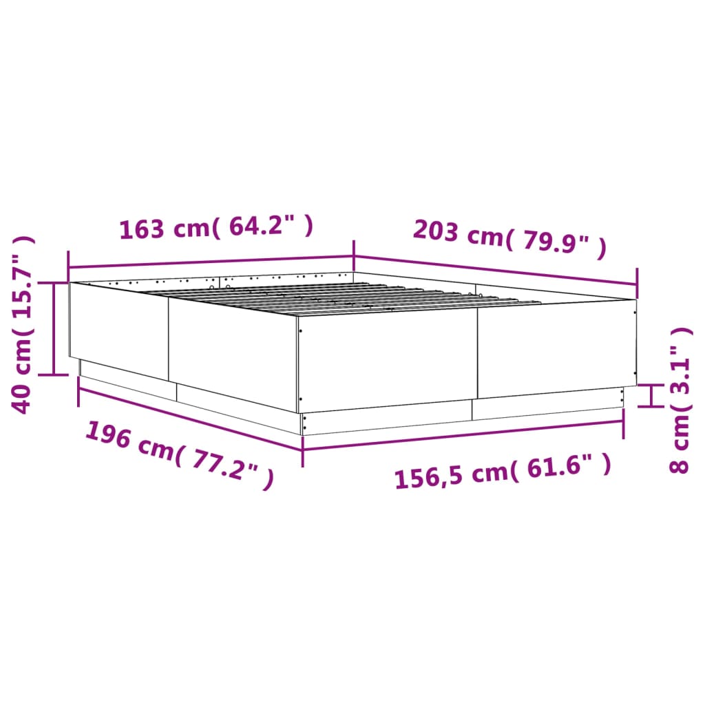 Bed Frame without Mattress Sonoma Oak 160x200 cm