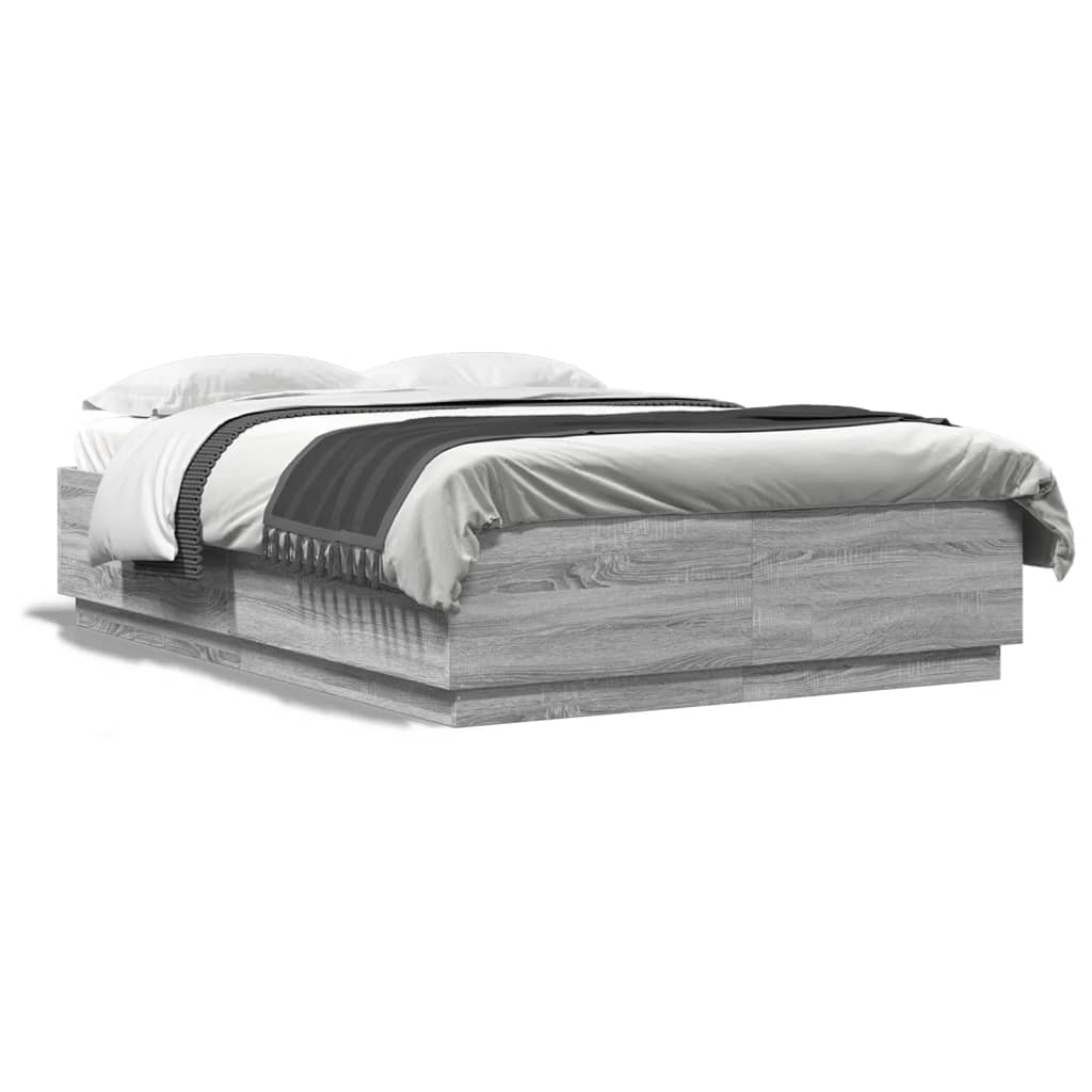 Bed Frame without Mattress Grey Sonoma 150x200 cm King Size
