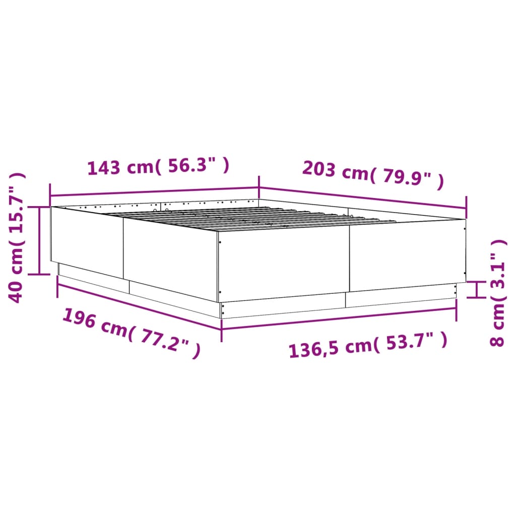 Bed Frame without Mattress Concrete Grey 140x200 cm
