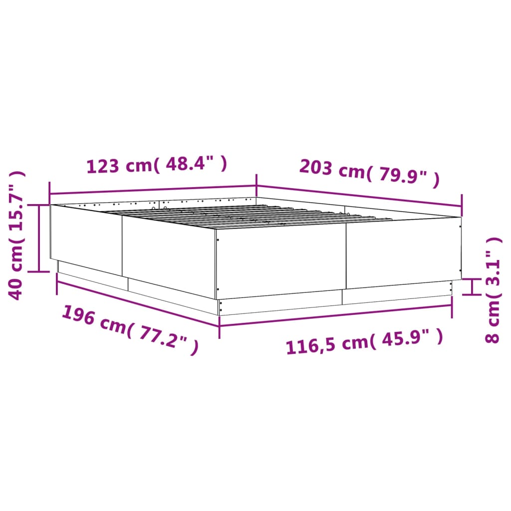 Bed Frame without Mattress Grey Sonoma 120x200 cm