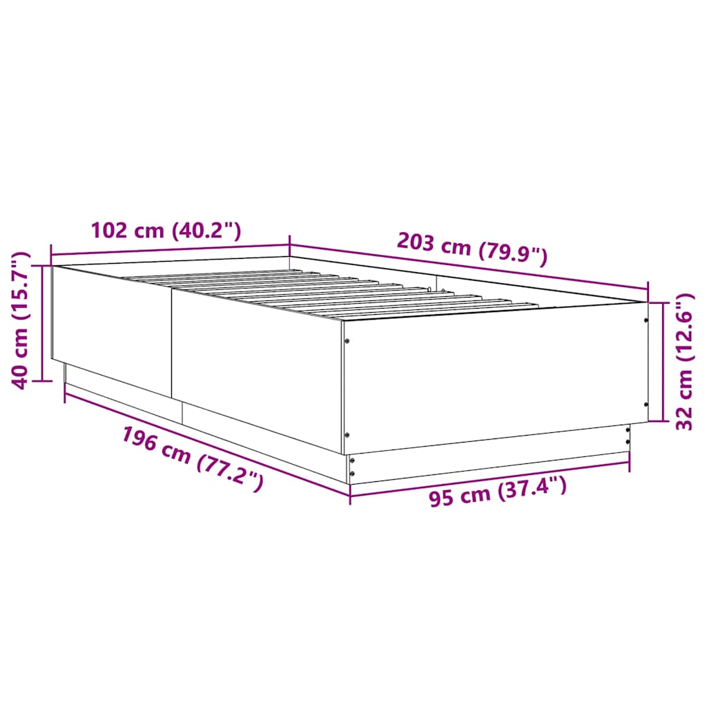 Bed Frame without Mattress Concrete Grey 100x200 cm