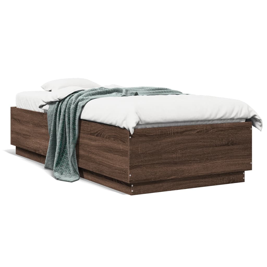 Bed Frame without Mattress Brown Oak 90x200 cm