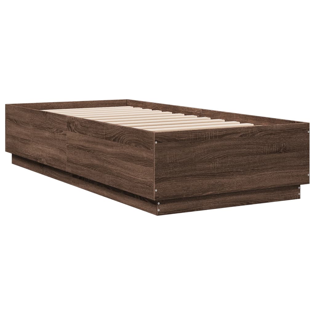 Bed Frame without Mattress Brown Oak 90x200 cm