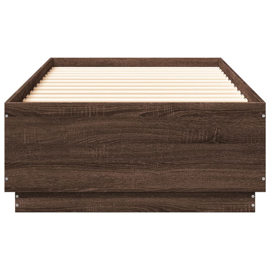 Bed Frame without Mattress Brown Oak 90x200 cm