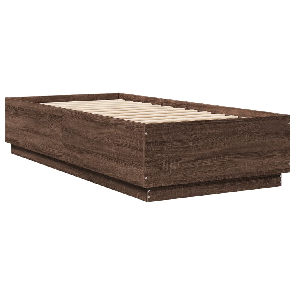 Bed Frame without Mattress Brown Oak 90x200 cm