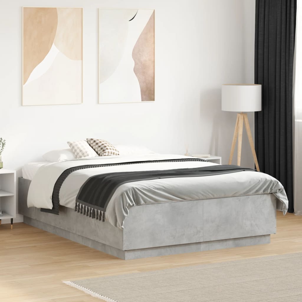 Bed Frame without Mattress Concrete Grey 140x190 cm