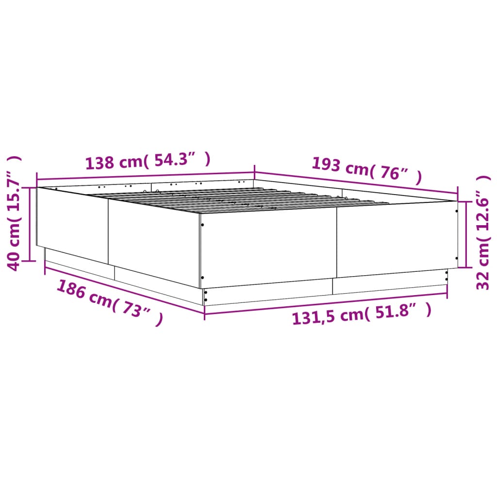 Bed Frame without Mattress White 135x190 cm Double