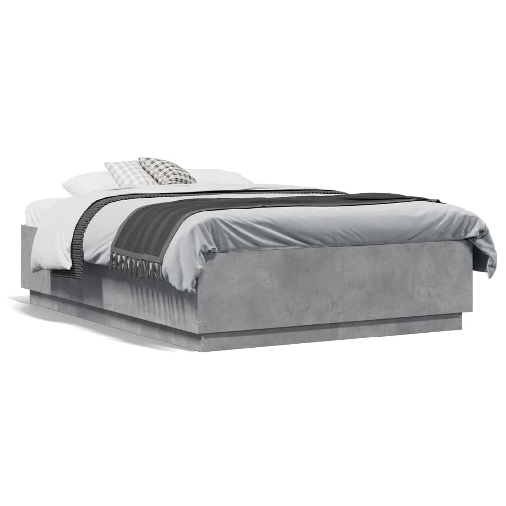 Bed Frame without Mattress Concrete Grey 135x190 cm Double