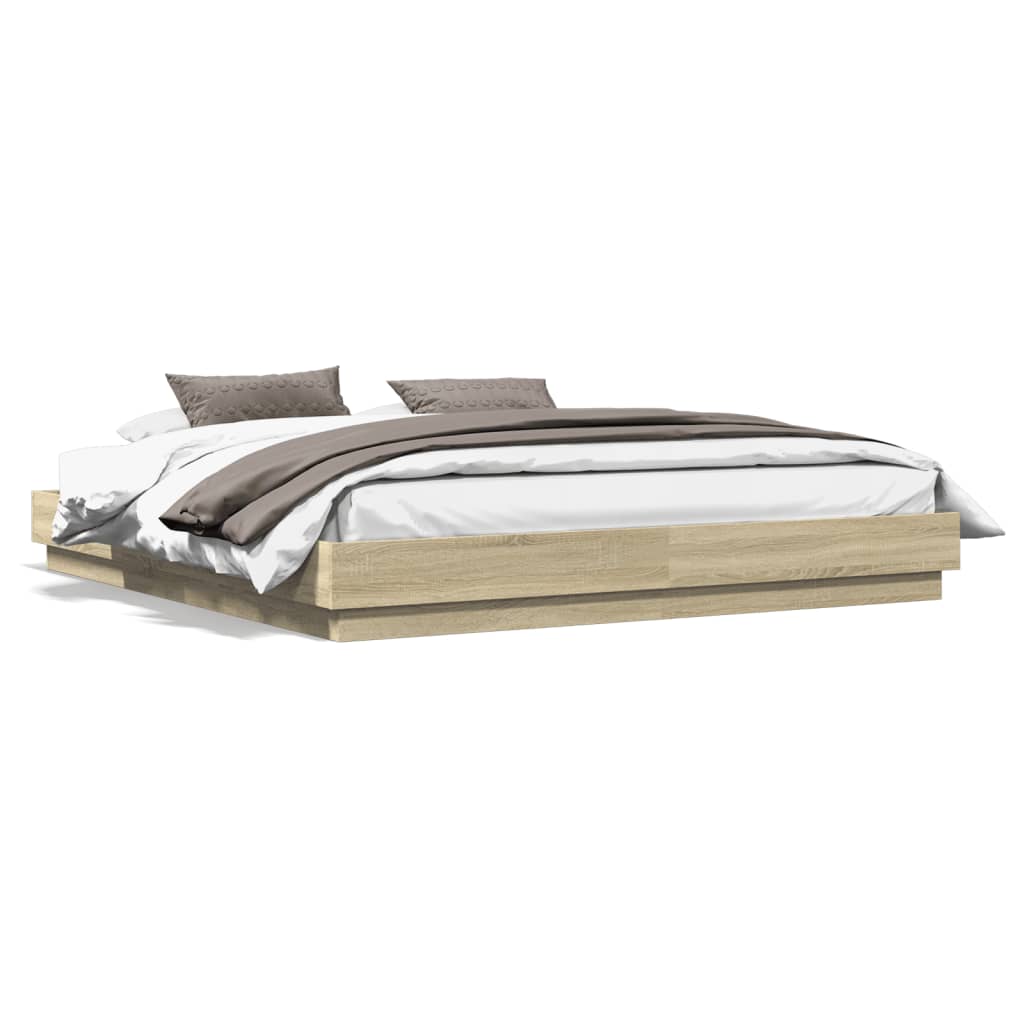 Bed Frame without Mattress Sonoma Oak 180x200 cm Super King
