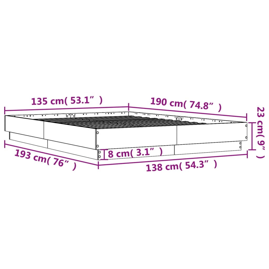 Bed Frame without Mattress White 135x190 cm Double