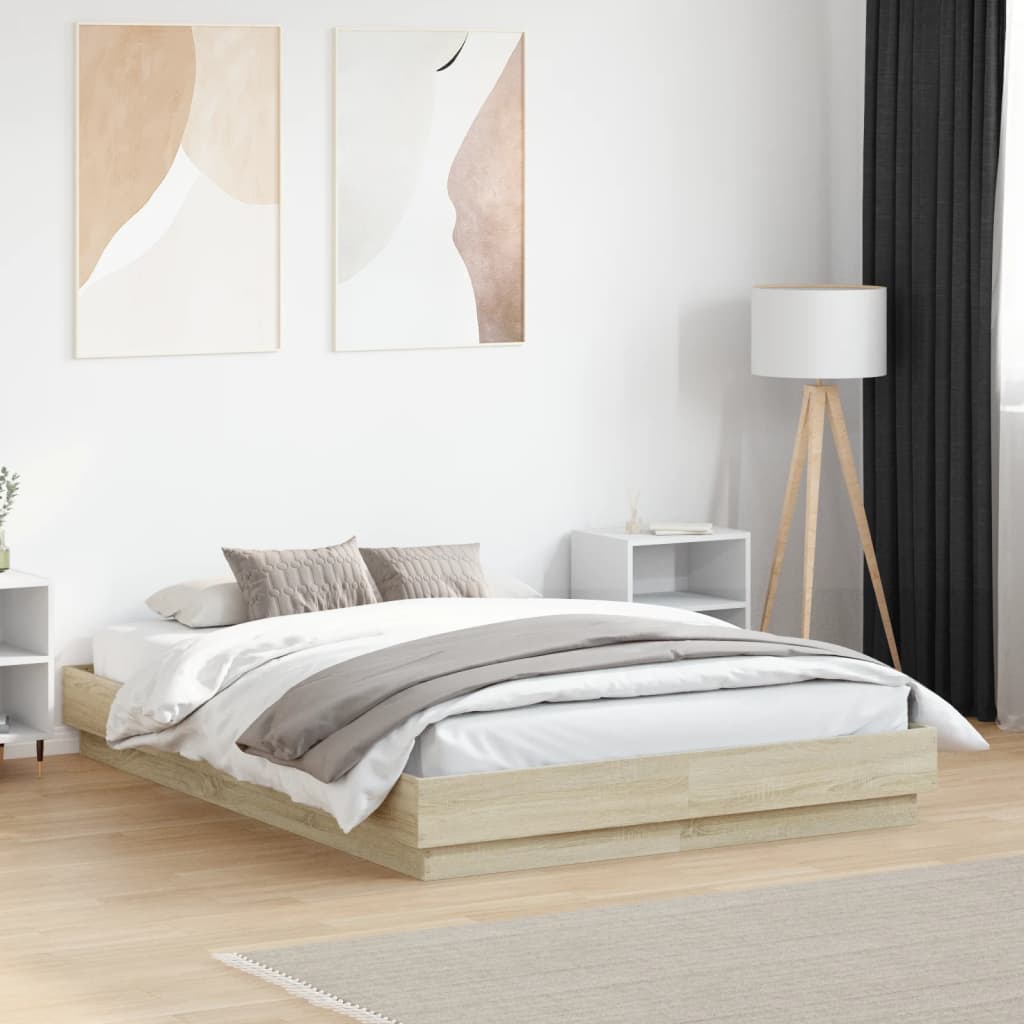 Bed Frame without Mattress Sonoma Oak 135x190 cm Double