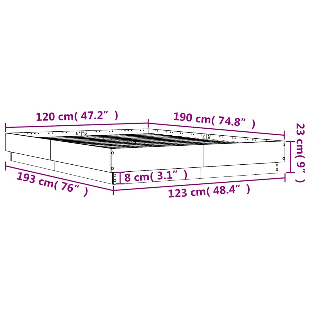 Bed Frame without Mattress White 120x190 cm Small Double