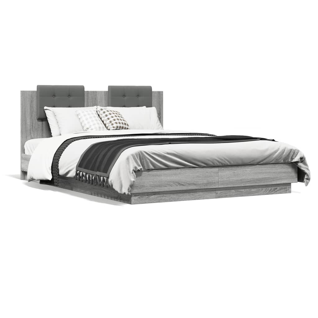 Bed Frame without Mattress Grey Sonoma 140x200 cm