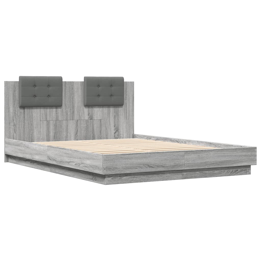 Bed Frame without Mattress Grey Sonoma 140x200 cm