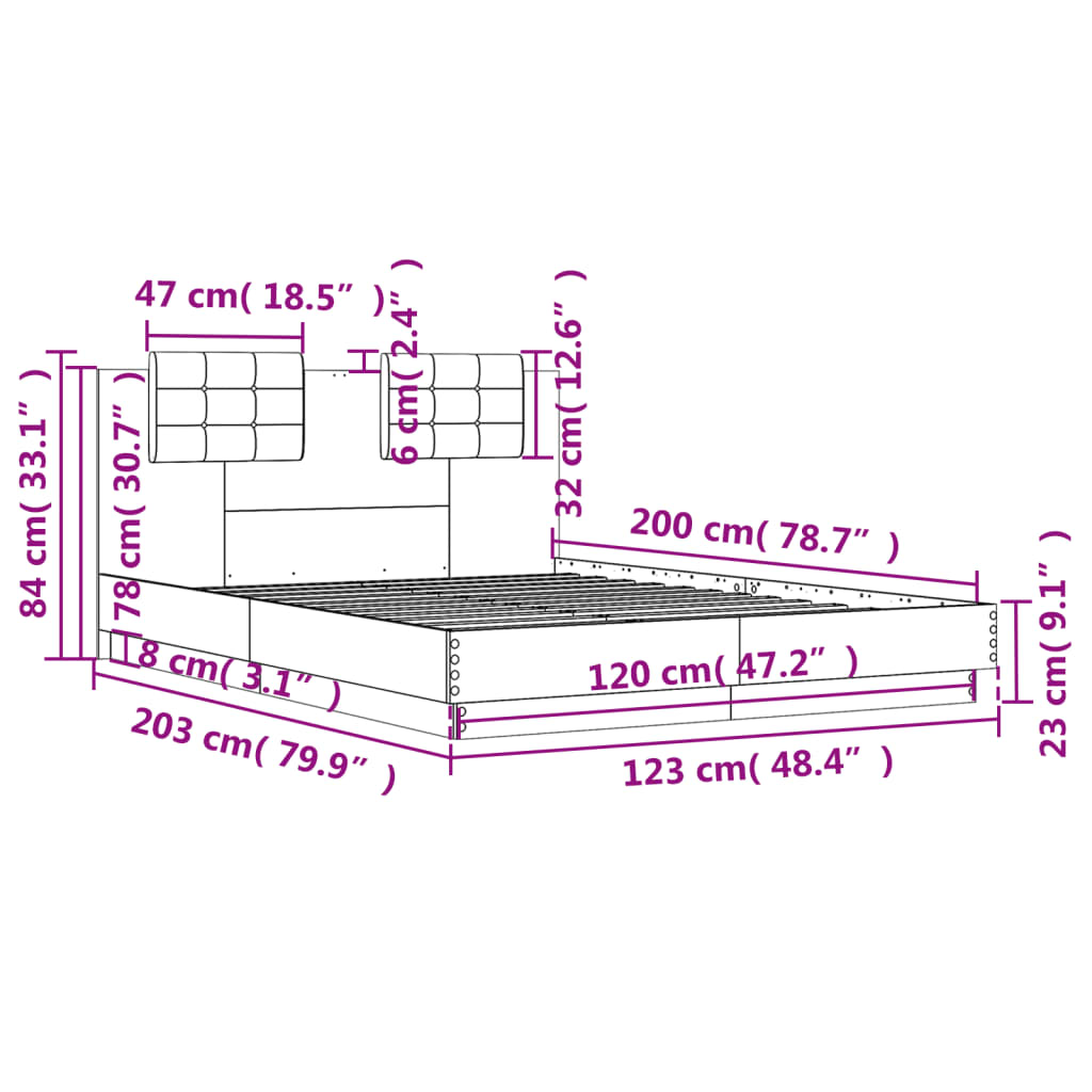 Bed Frame without Mattress White 120x200 cm