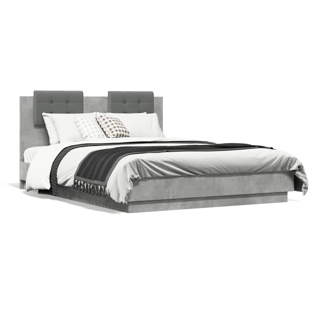 Bed Frame without Mattress Concrete Grey 135x190 cm Double