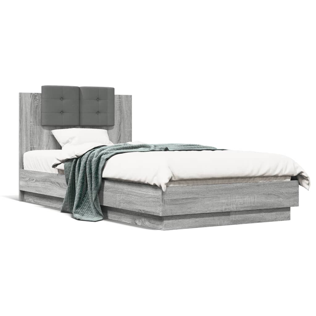 Bed Frame without Mattress Grey Sonoma 90x190 cm Single