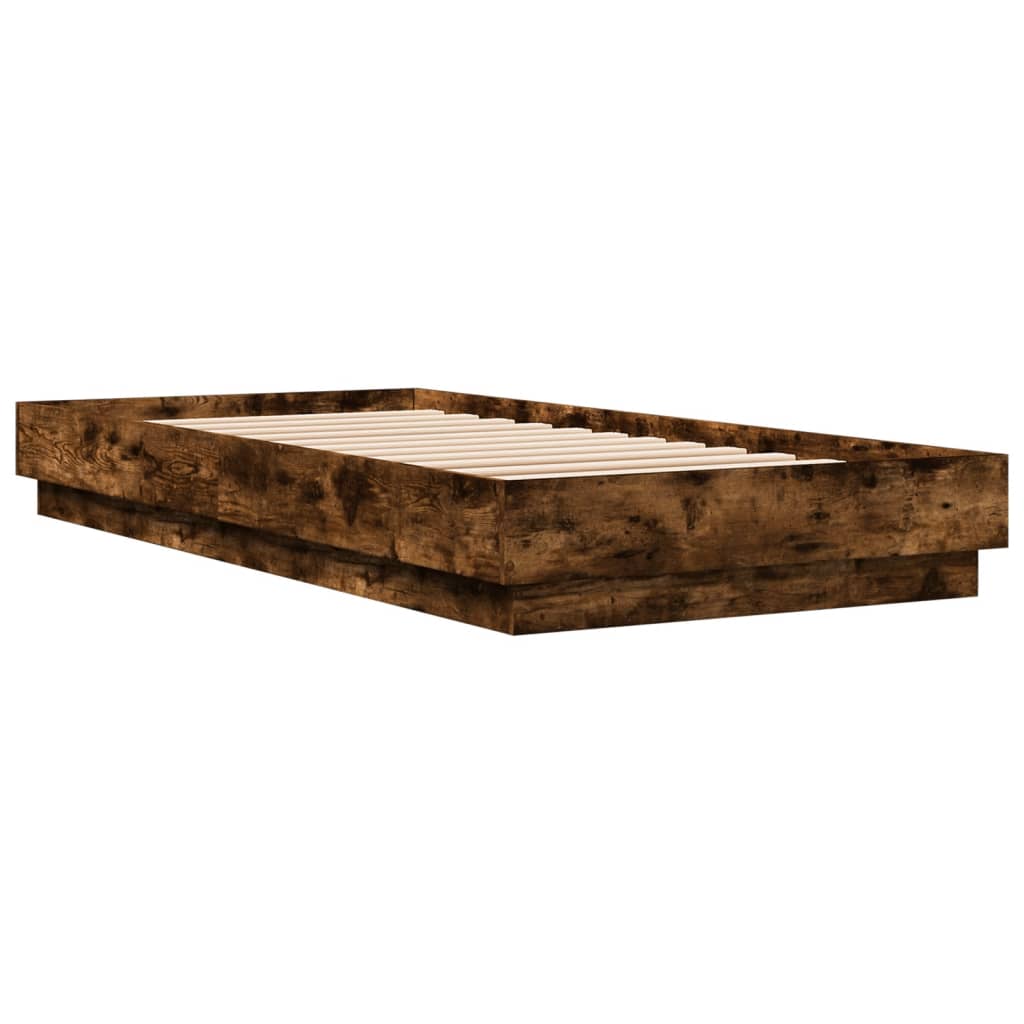 Bed Frame without Mattress Smoked Oak 100x200 cm Engineered Wood