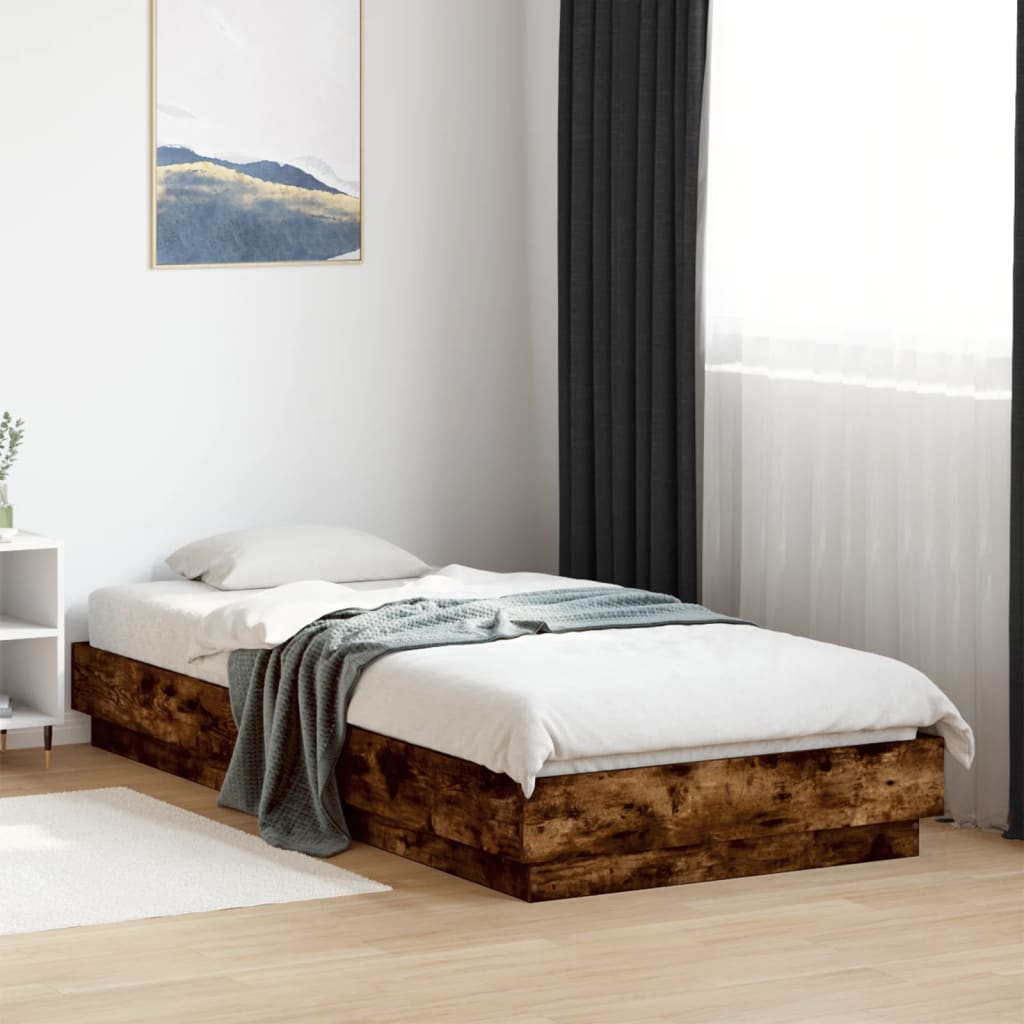 Bed Frame without Mattress Smoked Oak 90x200 cm Engineered Wood