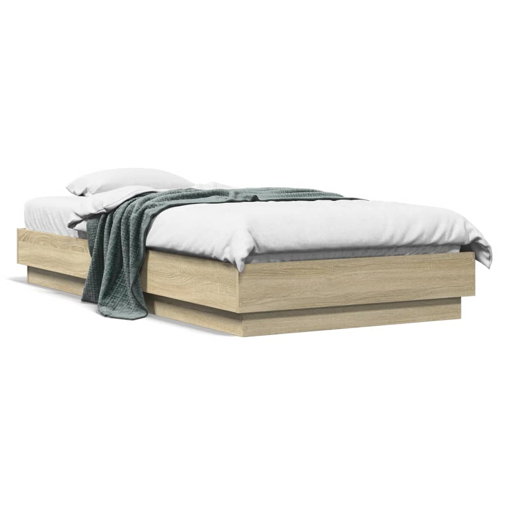 Bed Frame without Mattress Sonoma Oak 75x190 cm Small Single Engineered Wood