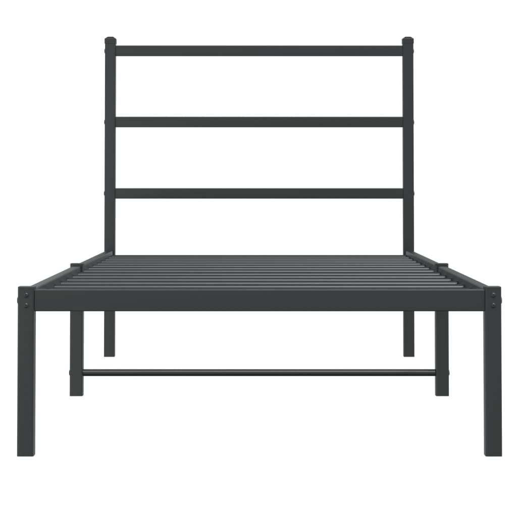 Metal Bed Frame without Mattress with Headboard Black 90x190cm