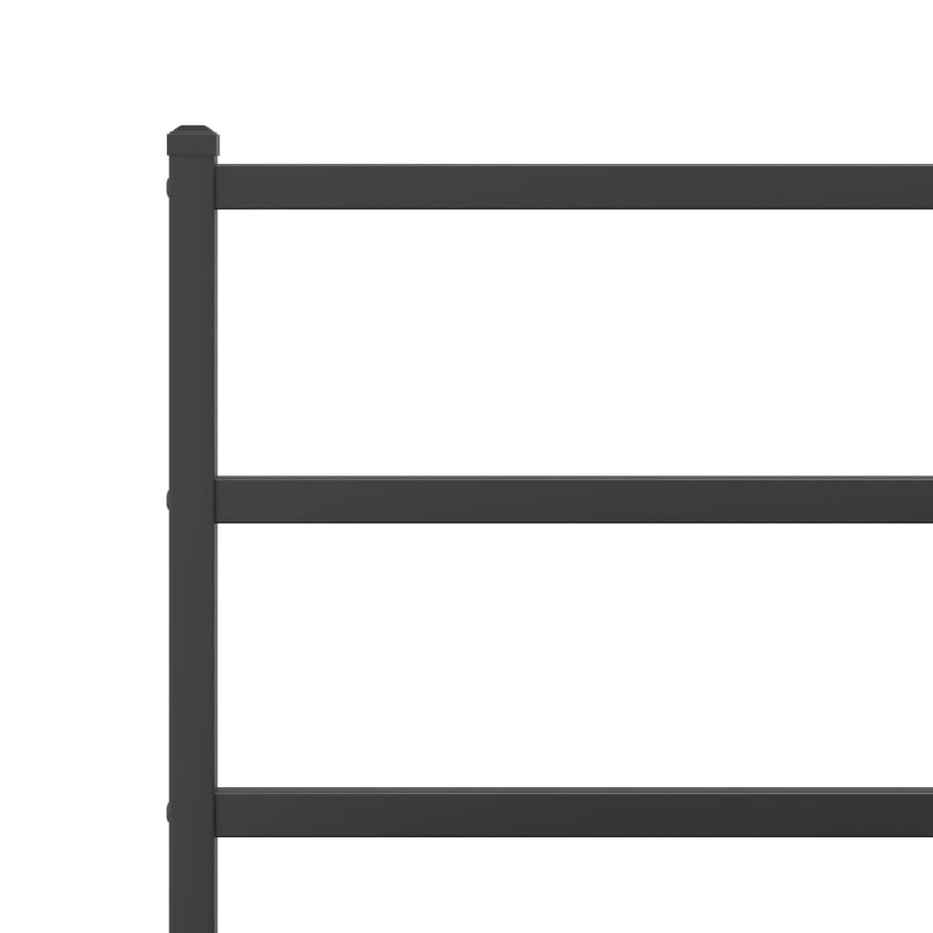 Metal Bed Frame without Mattress with Headboard Black 193x203cm