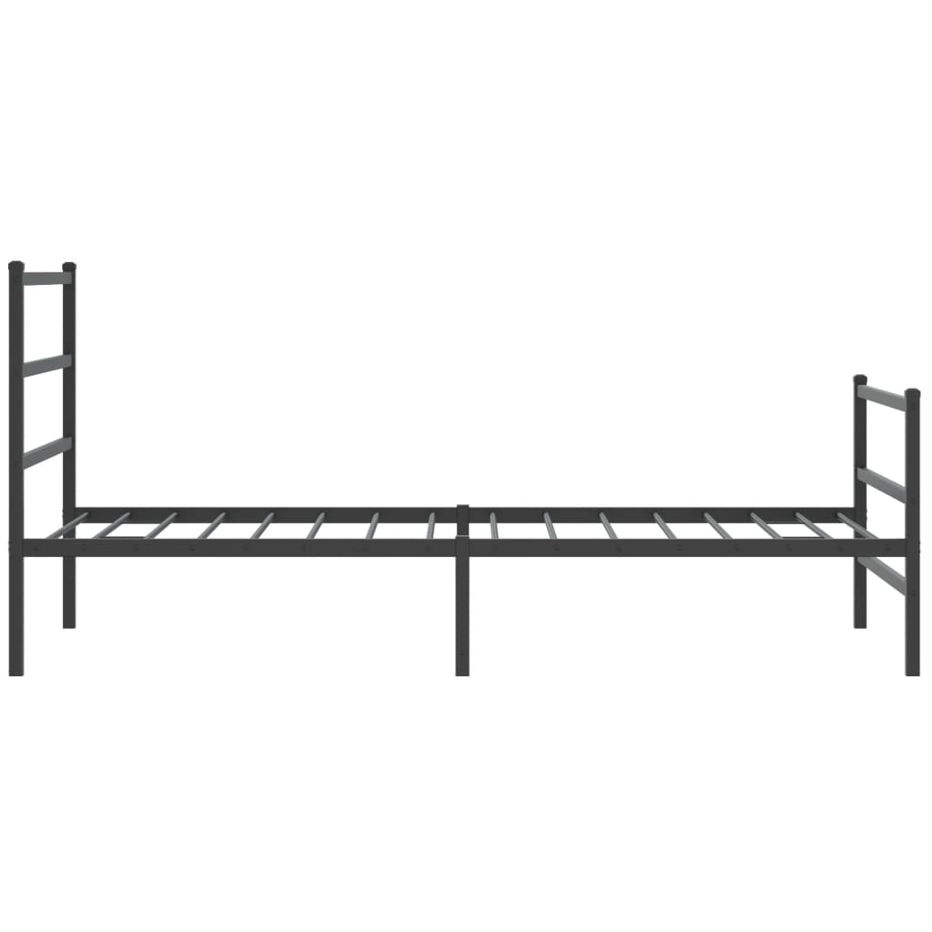 Metal Bed Frame without Mattress with Footboard Black 107x203cm