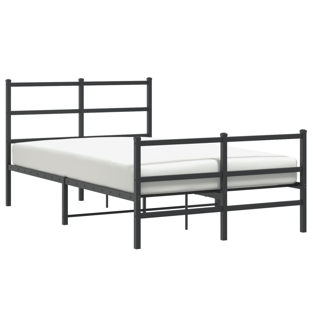 Metal Bed Frame without Mattress with Footboard Black 120x200cm