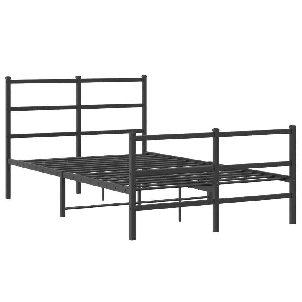 Metal Bed Frame without Mattress with Footboard Black 120x200cm