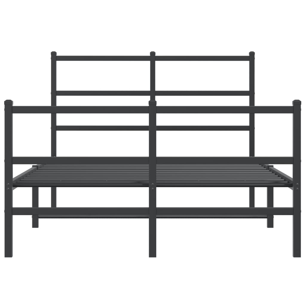 Metal Bed Frame without Mattress with Footboard Black 120x200cm