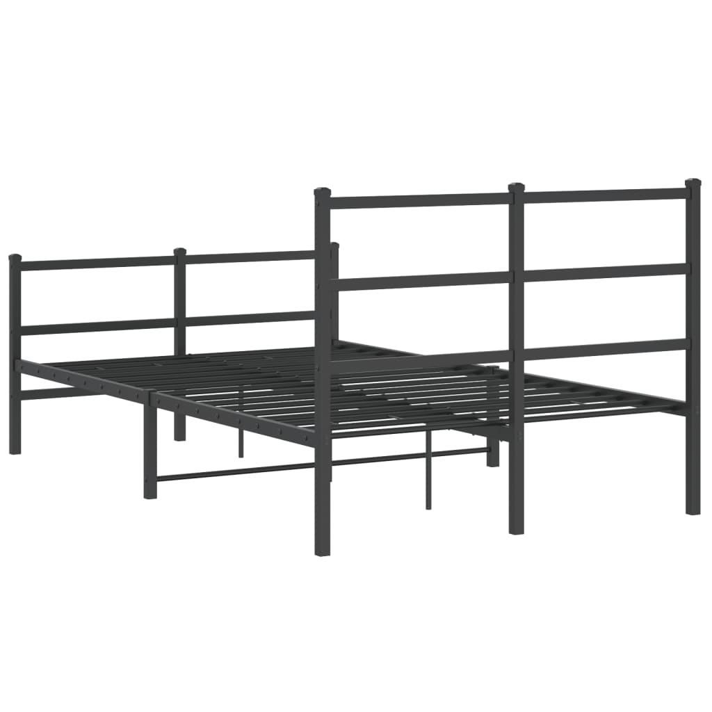 Metal Bed Frame without Mattress with Footboard Black 120x200cm