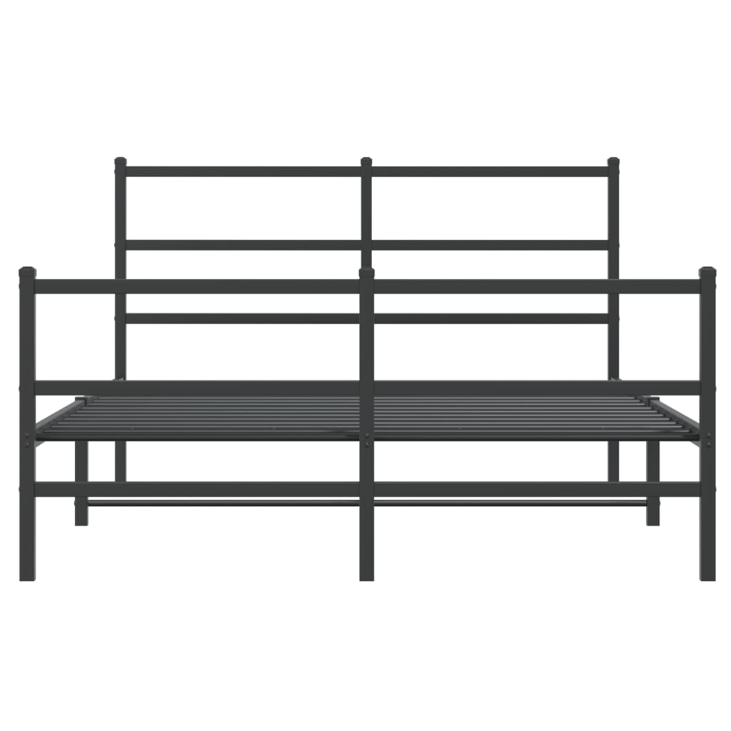 Metal Bed Frame without Mattress with Footboard Black 135x190cm