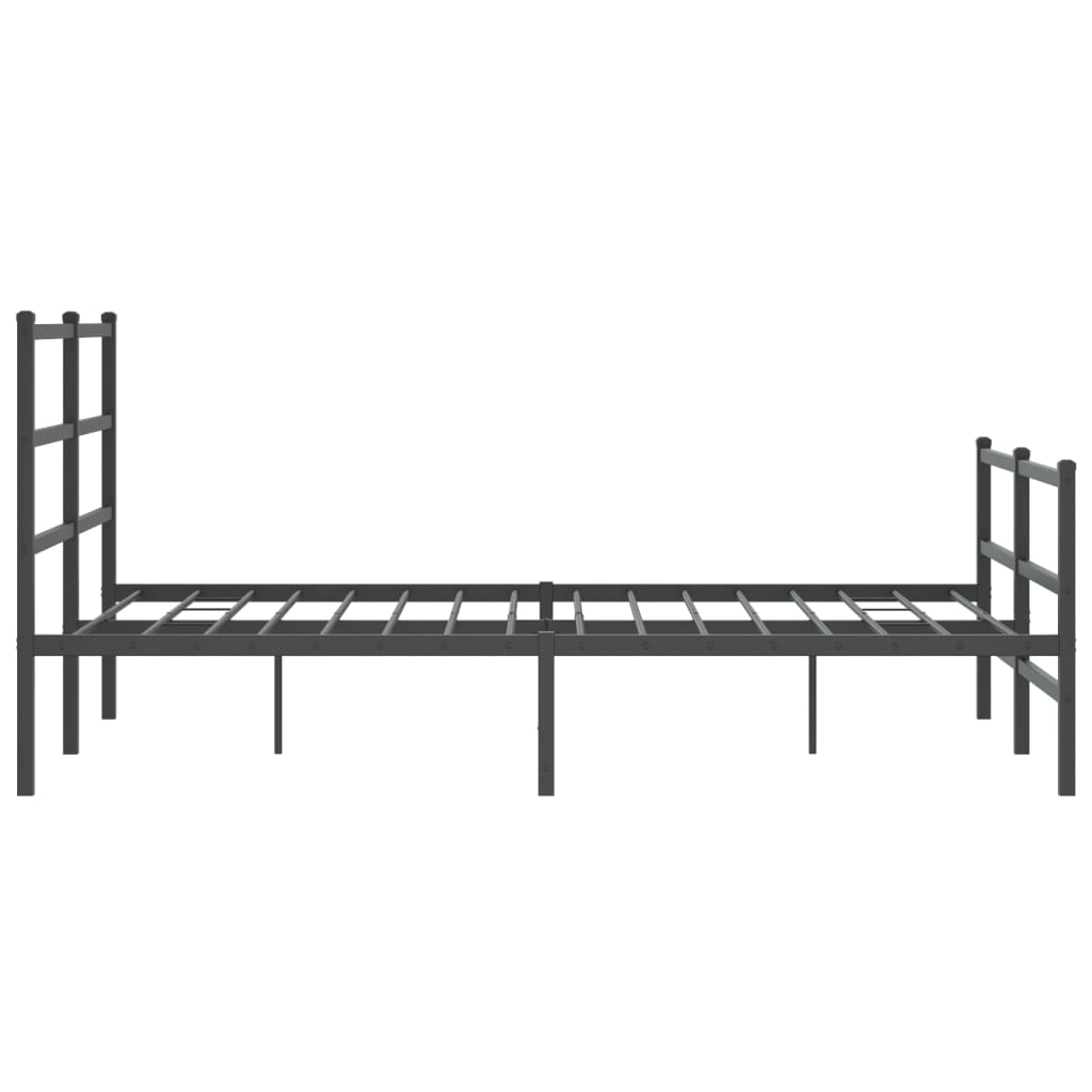 Metal Bed Frame without Mattress with Footboard Black 135x190cm