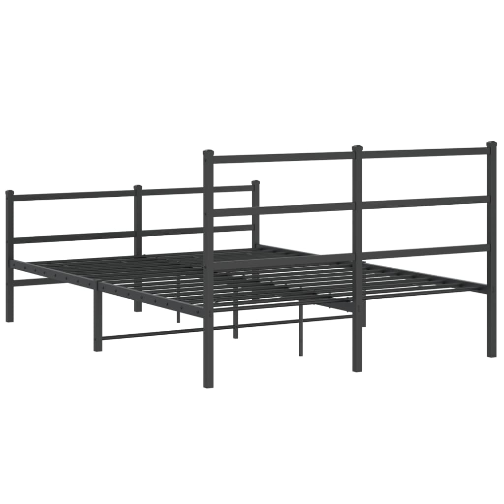 Metal Bed Frame without Mattress with Footboard Black 135x190cm